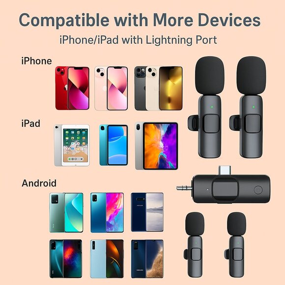 Portable 3-in-1 Wireless Lavalier Microphone – Noise-Canceling, Mini Lapel Mic f - Picture 4 of 7